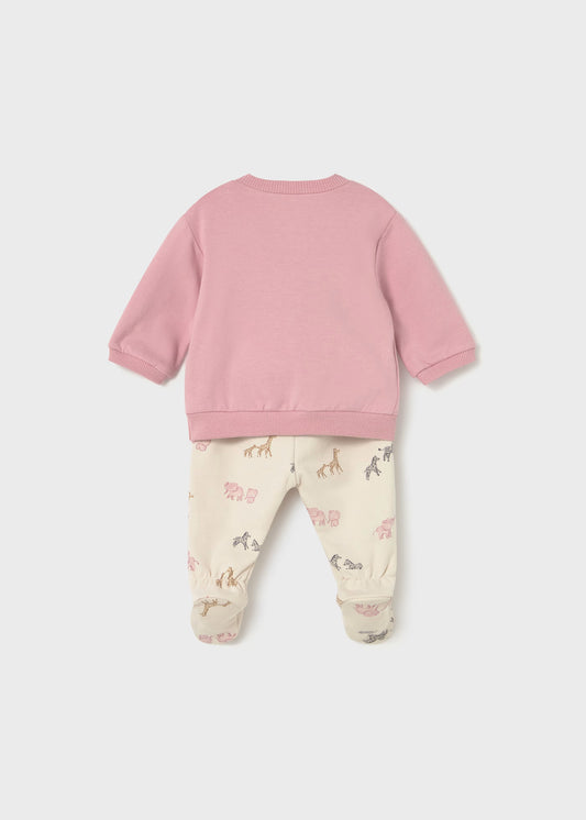 Conjunto pantalón y sudadera rosa recién nacida
