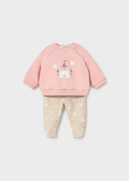 Conjunto pantalón y sudadera rosa recién nacida