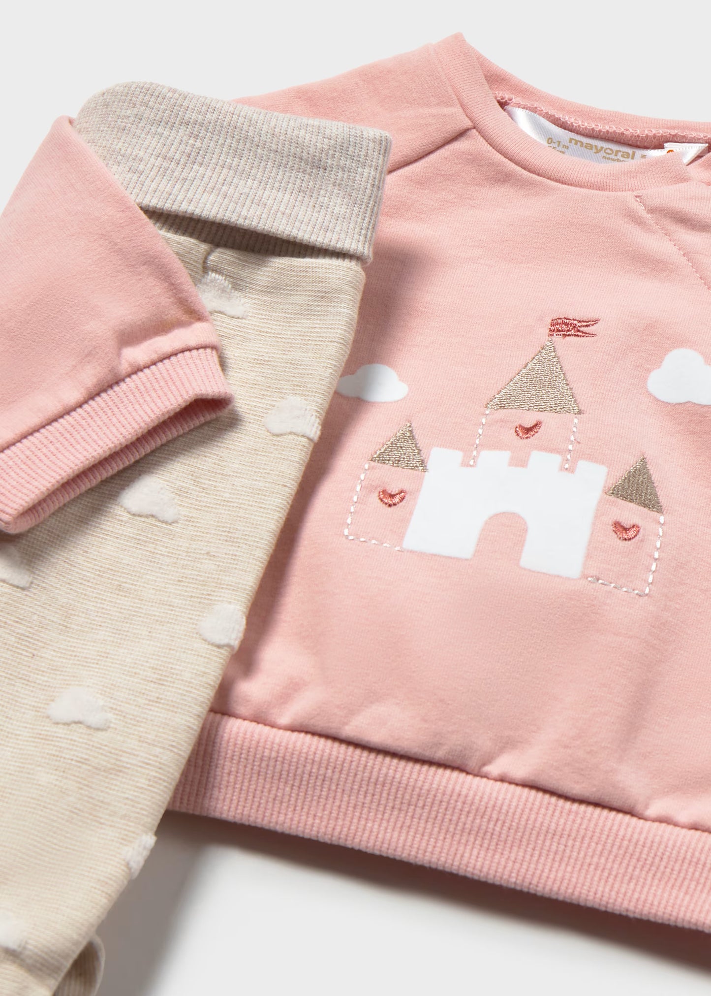 Conjunto pantalón y sudadera rosa recién nacida