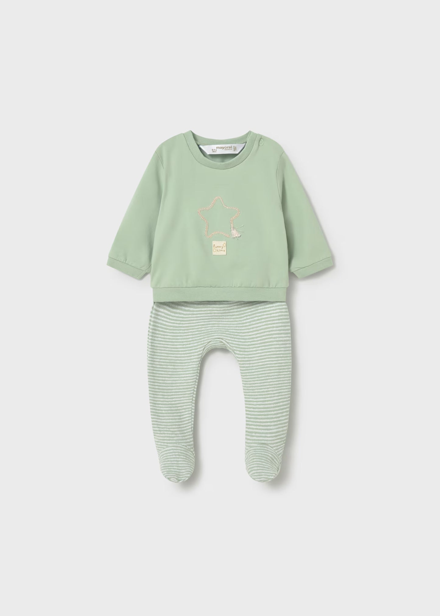 Conjunto pantalón y sudadera verde recién nacido