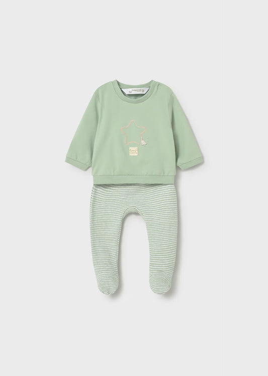 Conjunto pantalón y sudadera verde recién nacido