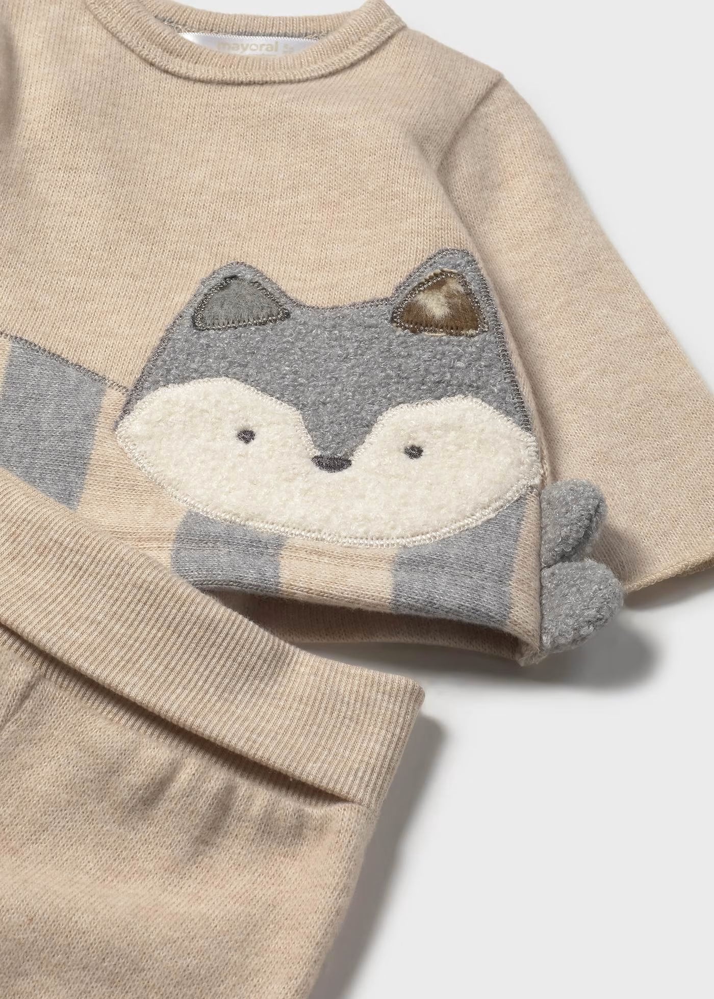 Conjunto pantalón y suéter animalito zorro recién nacida