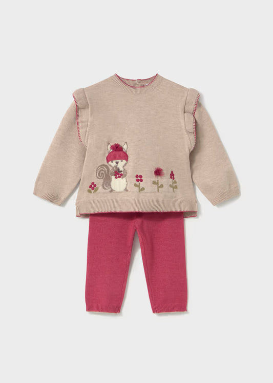 Conjunto tricot suéter bebé niña