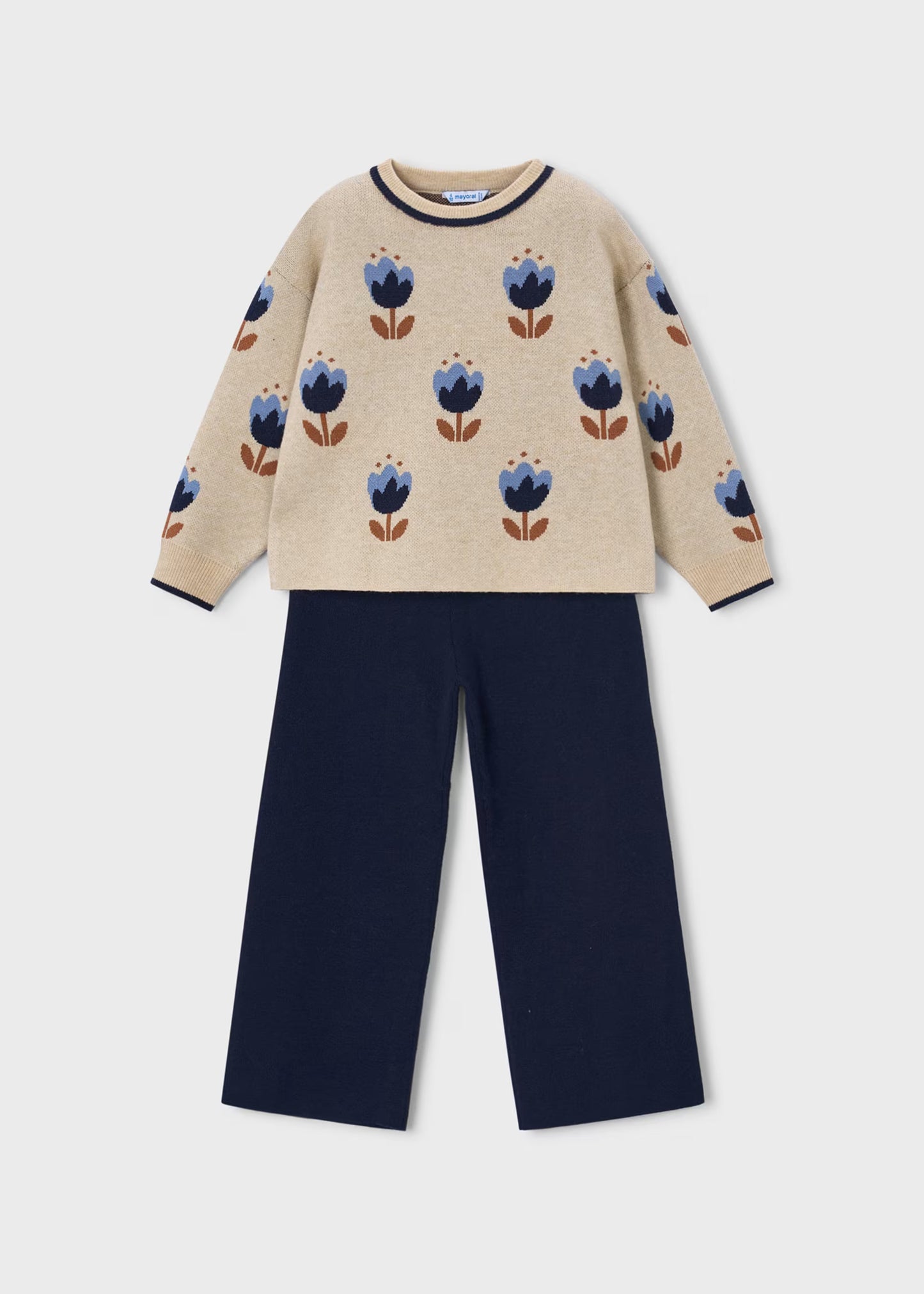 Conjunto pantalón y suéter marino mini niña