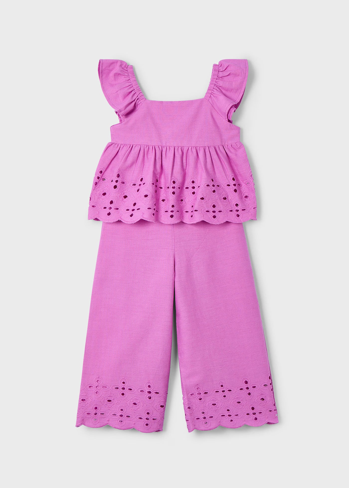 Conjunto blusa con pantalón orquídea mini niña