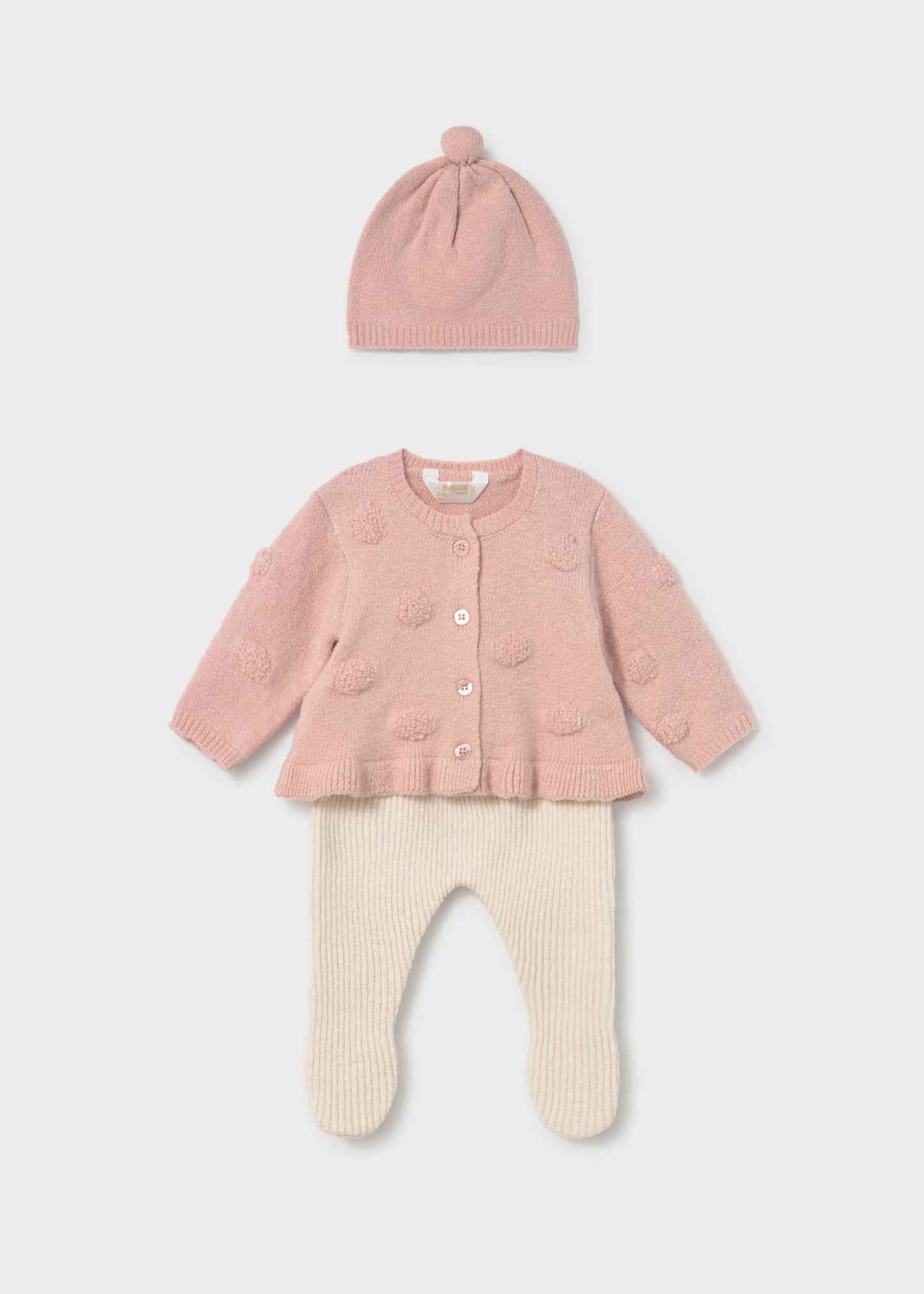 Conjunto pantalón y torera rosa recién nacida