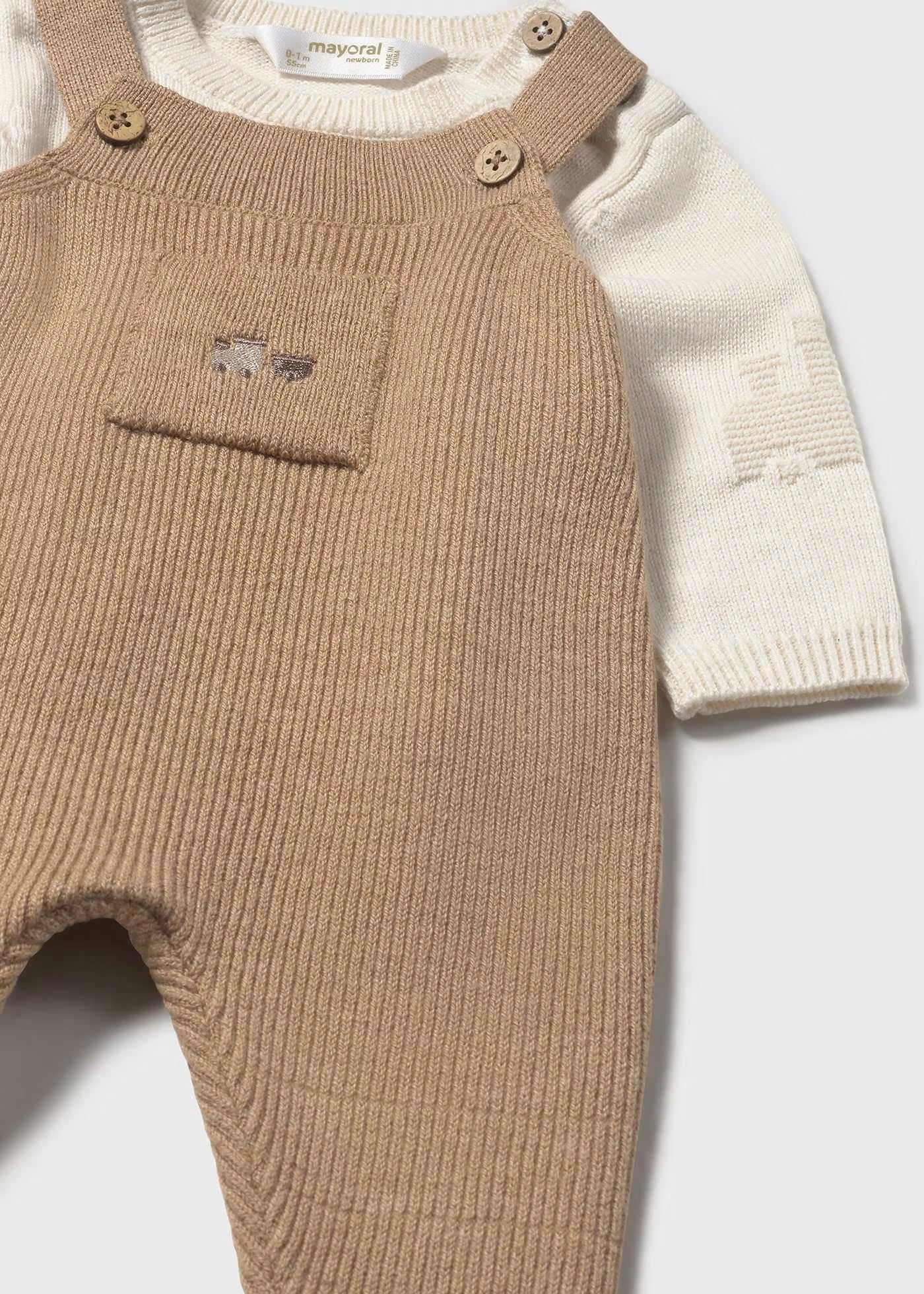 Conjunto peto 2 piezas marrón recién nacido