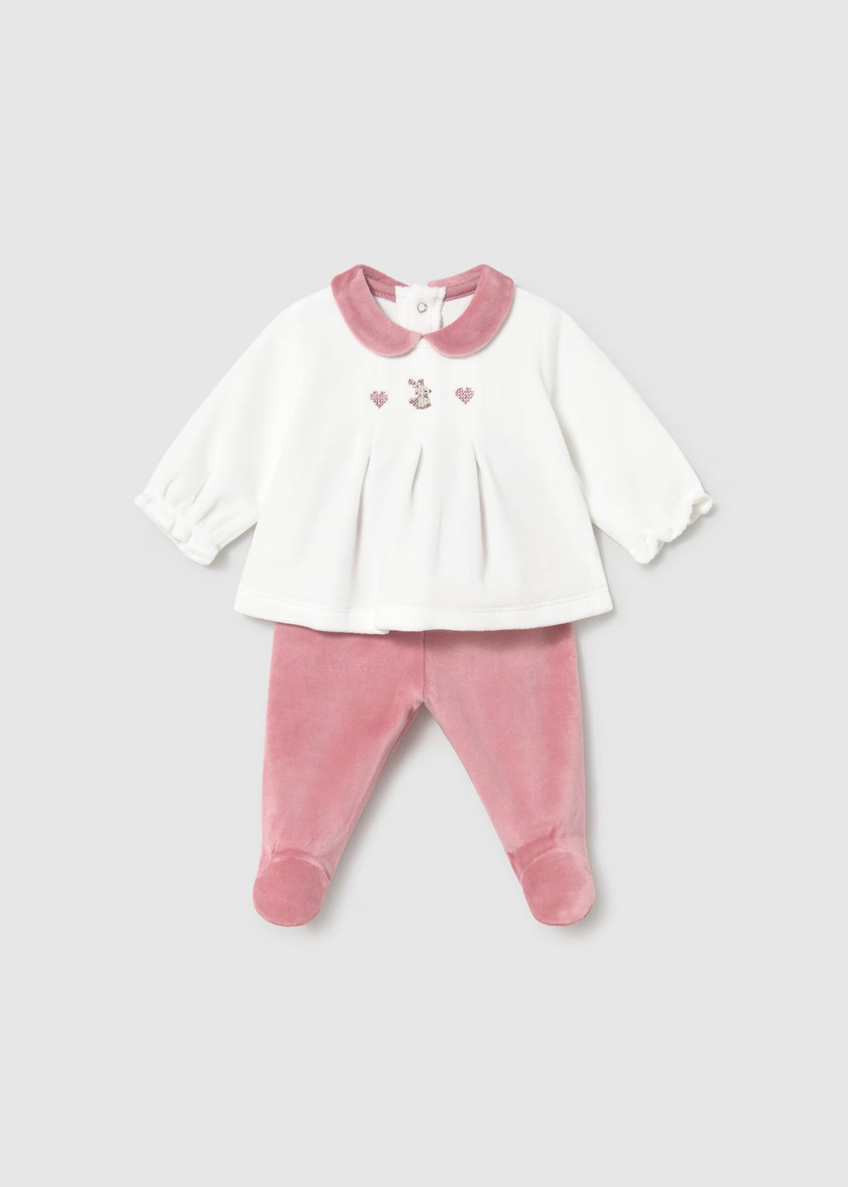 Conjunto tundosado pantalón y blusa rosa recién nacida