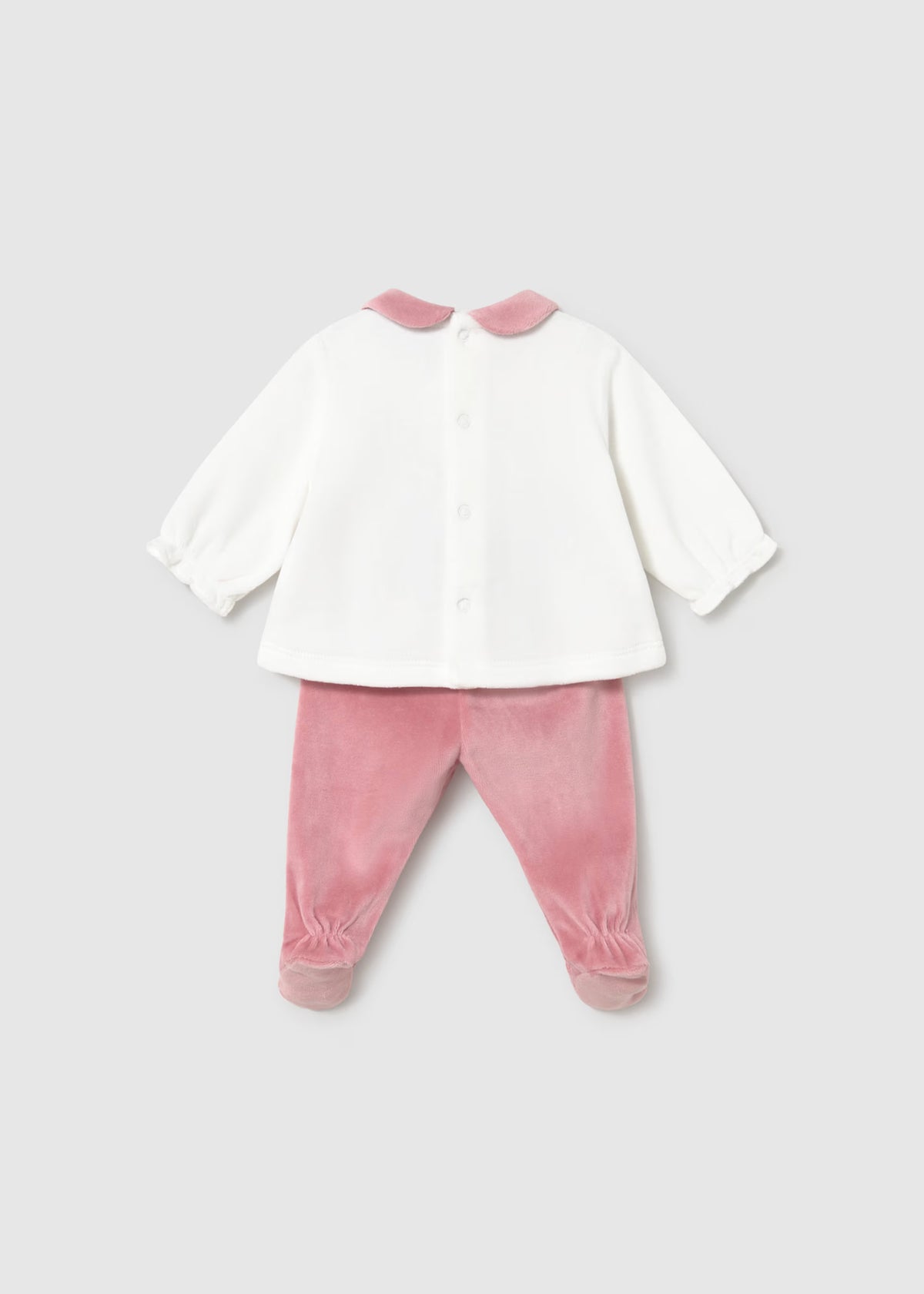 Conjunto tundosado pantalón y blusa rosa recién nacida