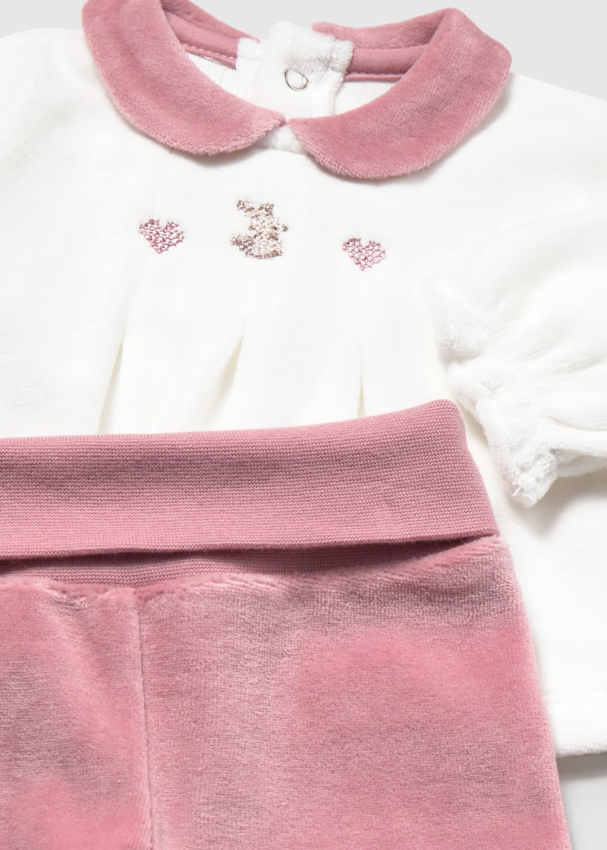 Conjunto tundosado pantalón y blusa rosa recién nacida
