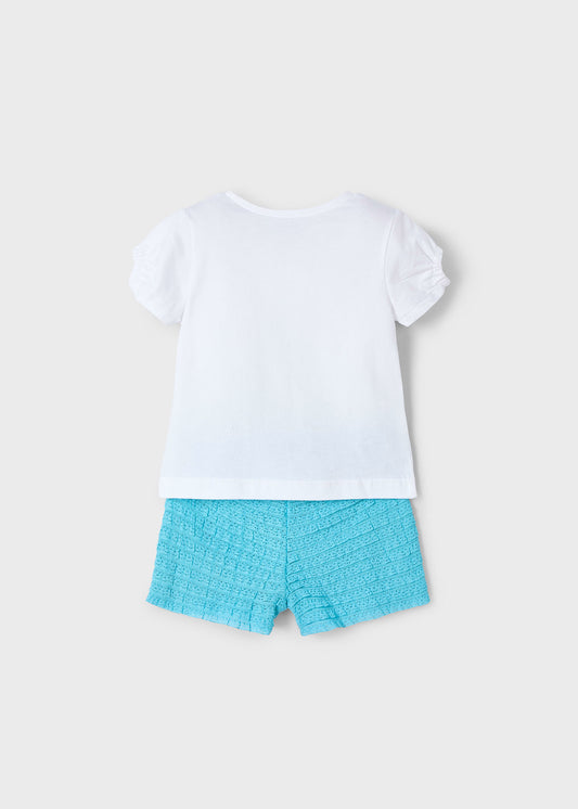 Conjunto blusa con short azul mini niña