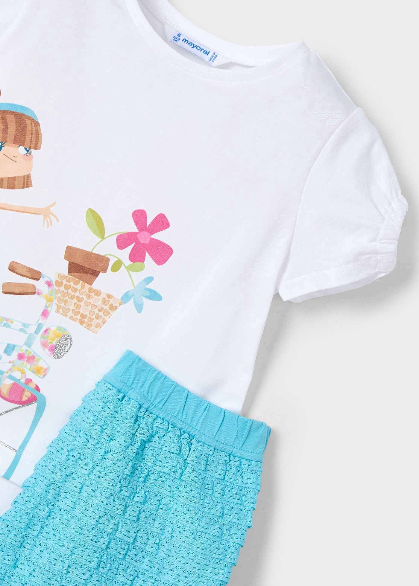 Conjunto blusa con short azul mini niña