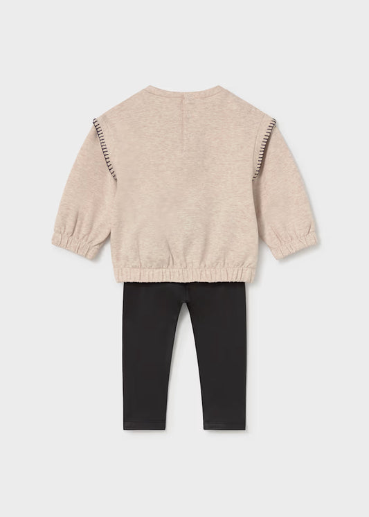 Conjunto sudadera leggings negro bebé niña