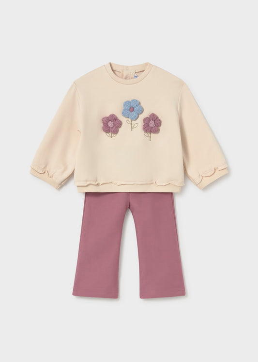 Conjunto sudadera y pantalón violeta bebé niña