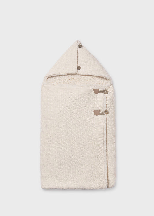 Saco bebé tricot beige con borrega recién nacid@