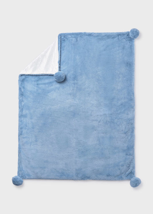 Manta pelo pompones azul recién nacido