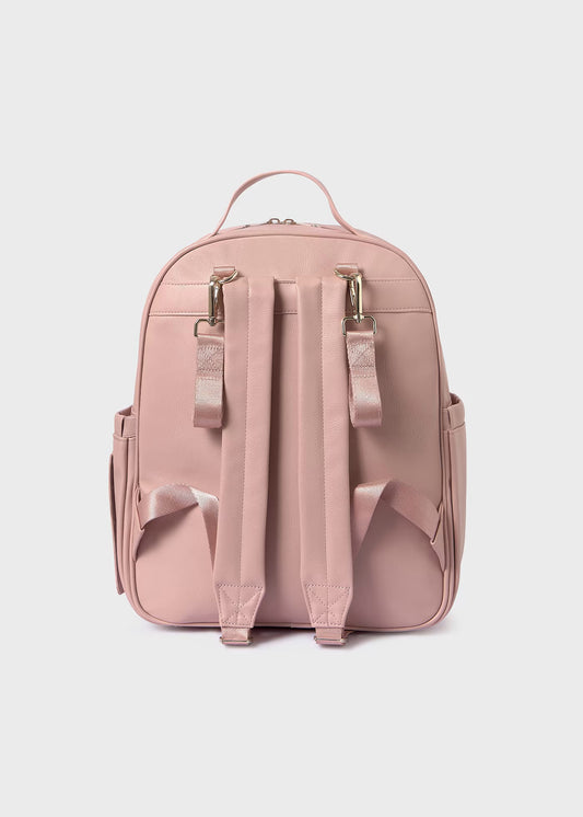 Mochila pañalera rosa acolchada para recién nacida