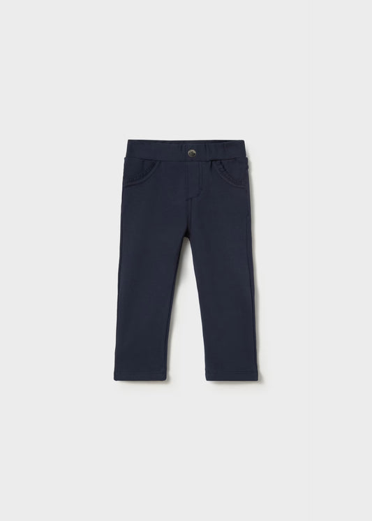 Pantalón felpa básico azul marino bebé niña