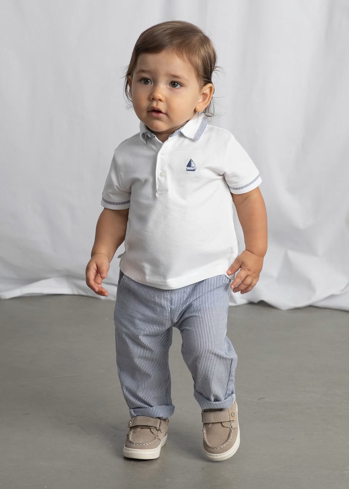 Conjunto polo barco con pantalón para bebé niño