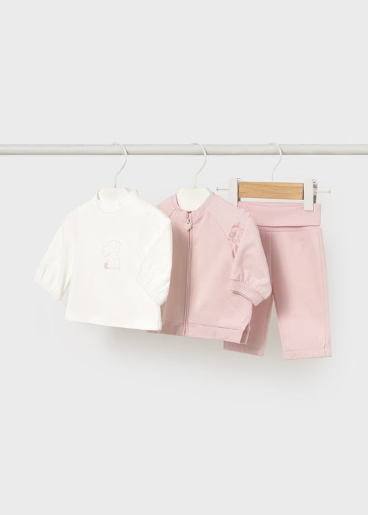 Pants rosa 3 piezas felpa perchada recién nacida