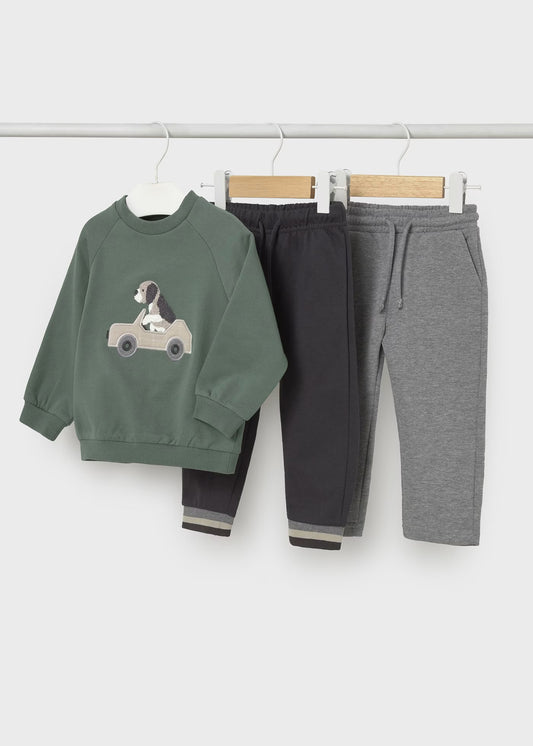 Conjunto de pants verde coche 3 piezas bebé niño