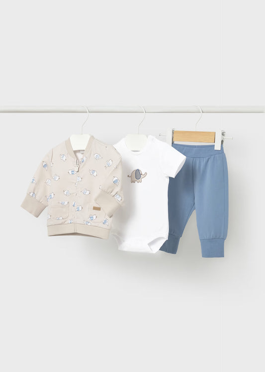 Conjunto azul pants con body recién nacido