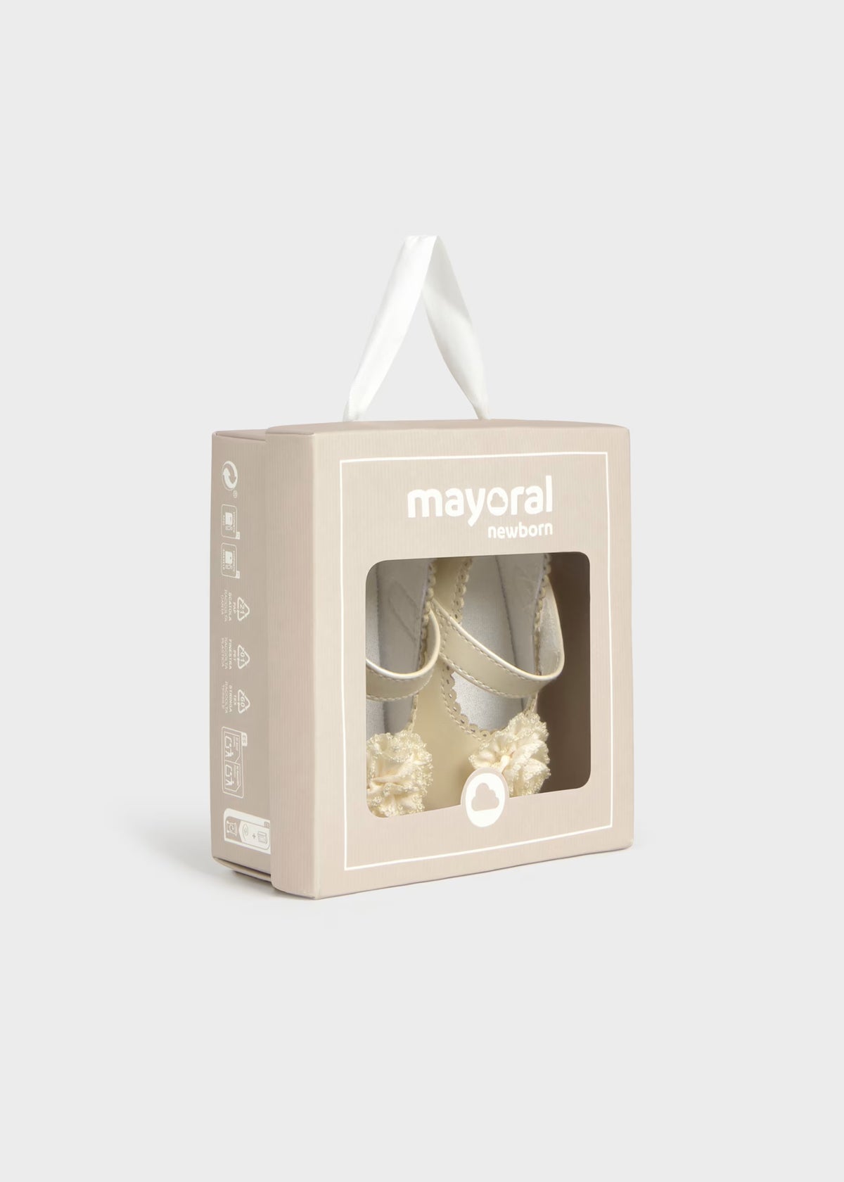 Zapatitos flor champagne recién nacida