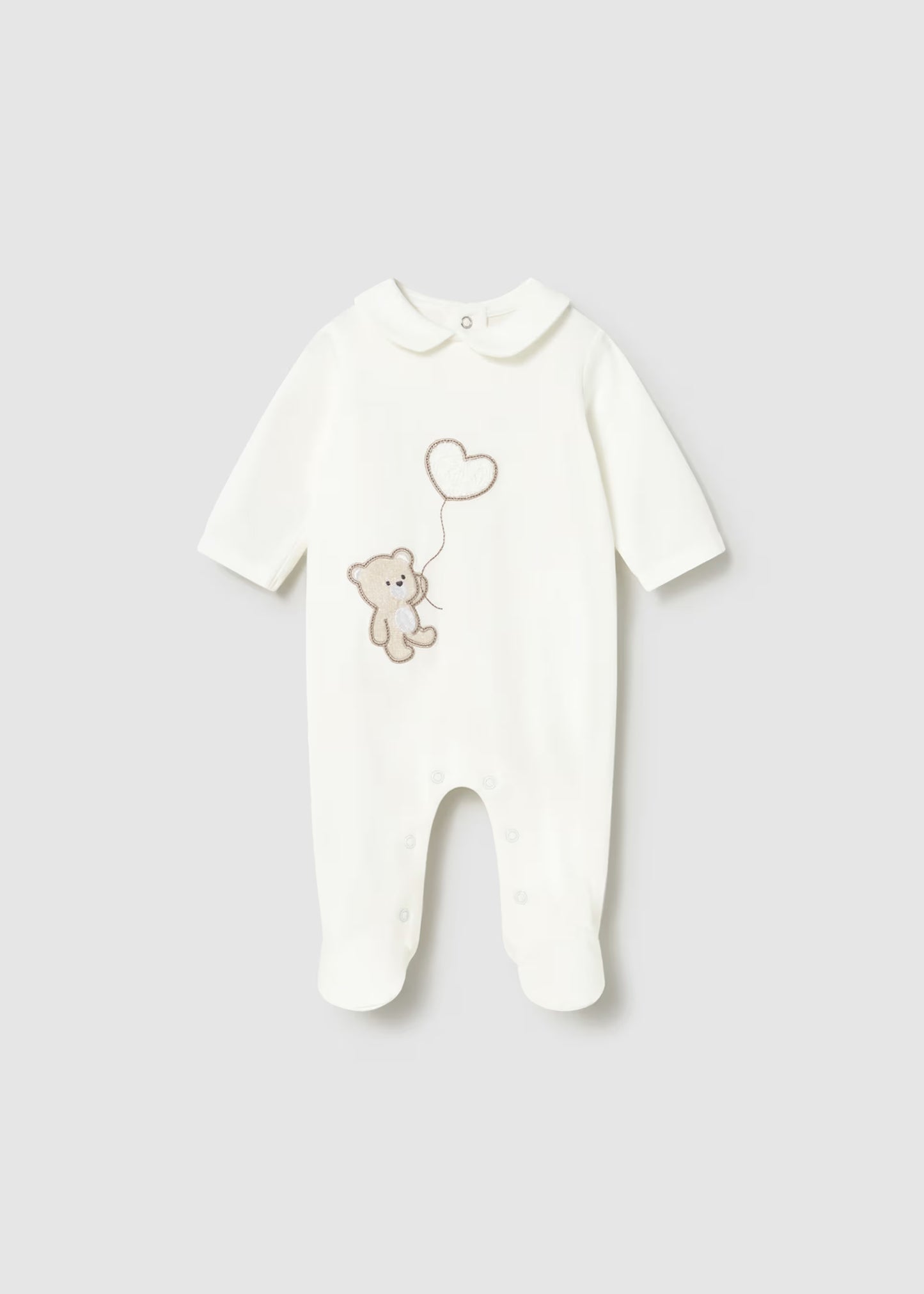 Pijama osito bordado blanco recién nacida