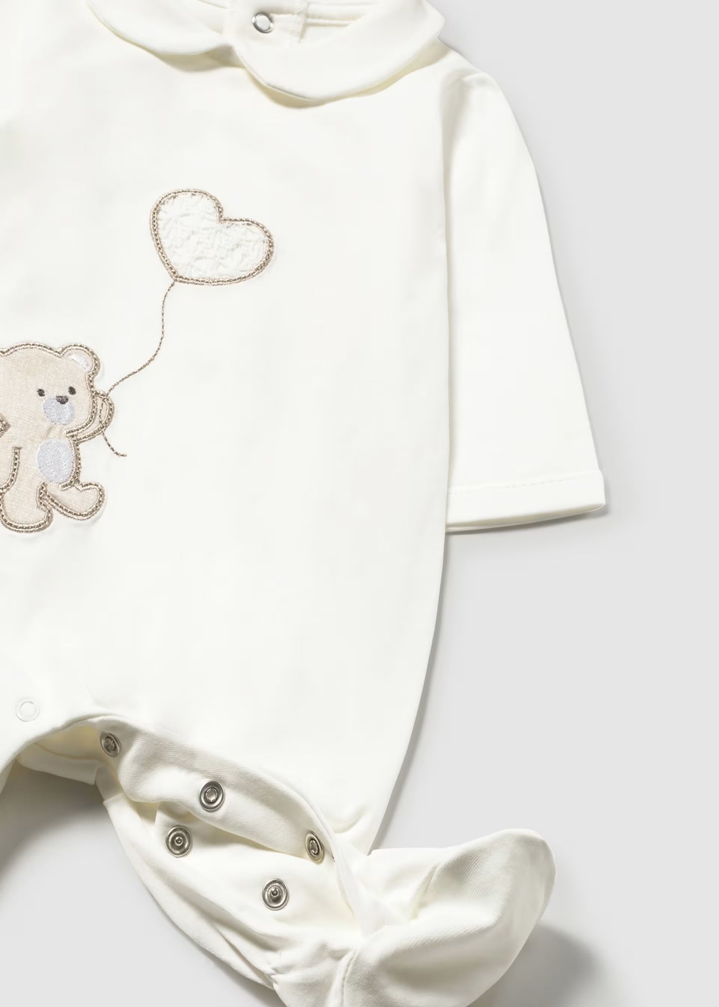 Pijama osito bordado blanco recién nacida
