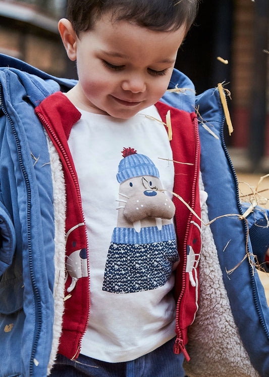 Playera blanca morsa bebé niño