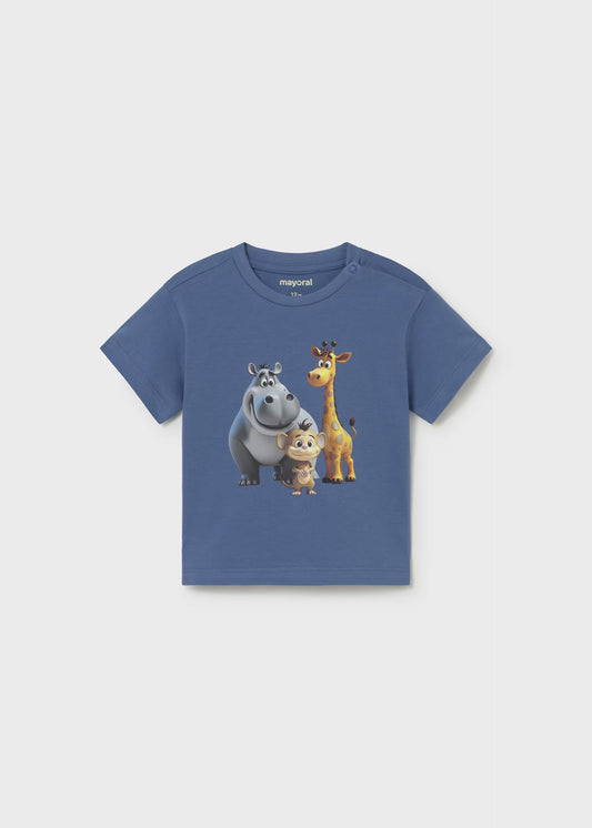 Playera azul animalitos bebé niño