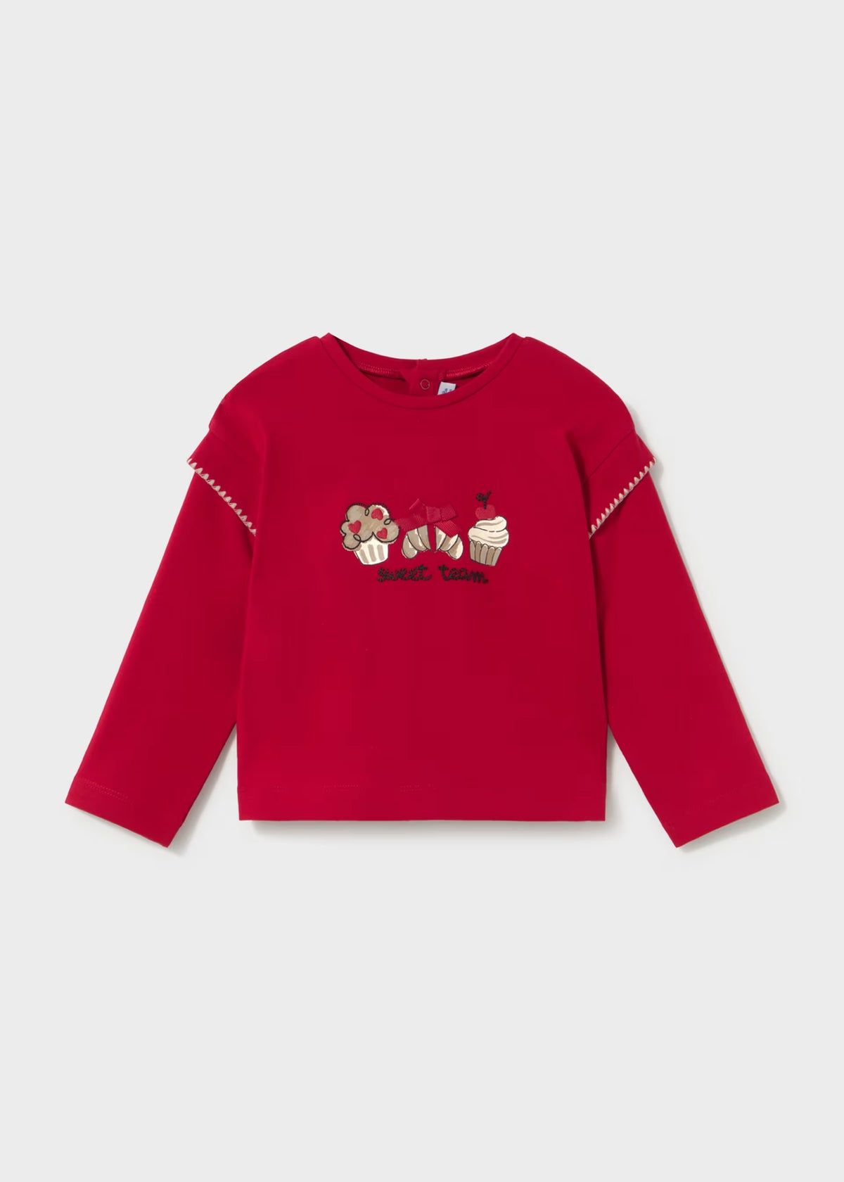 Conjunto blusa roja pantalón felpa bebé niña