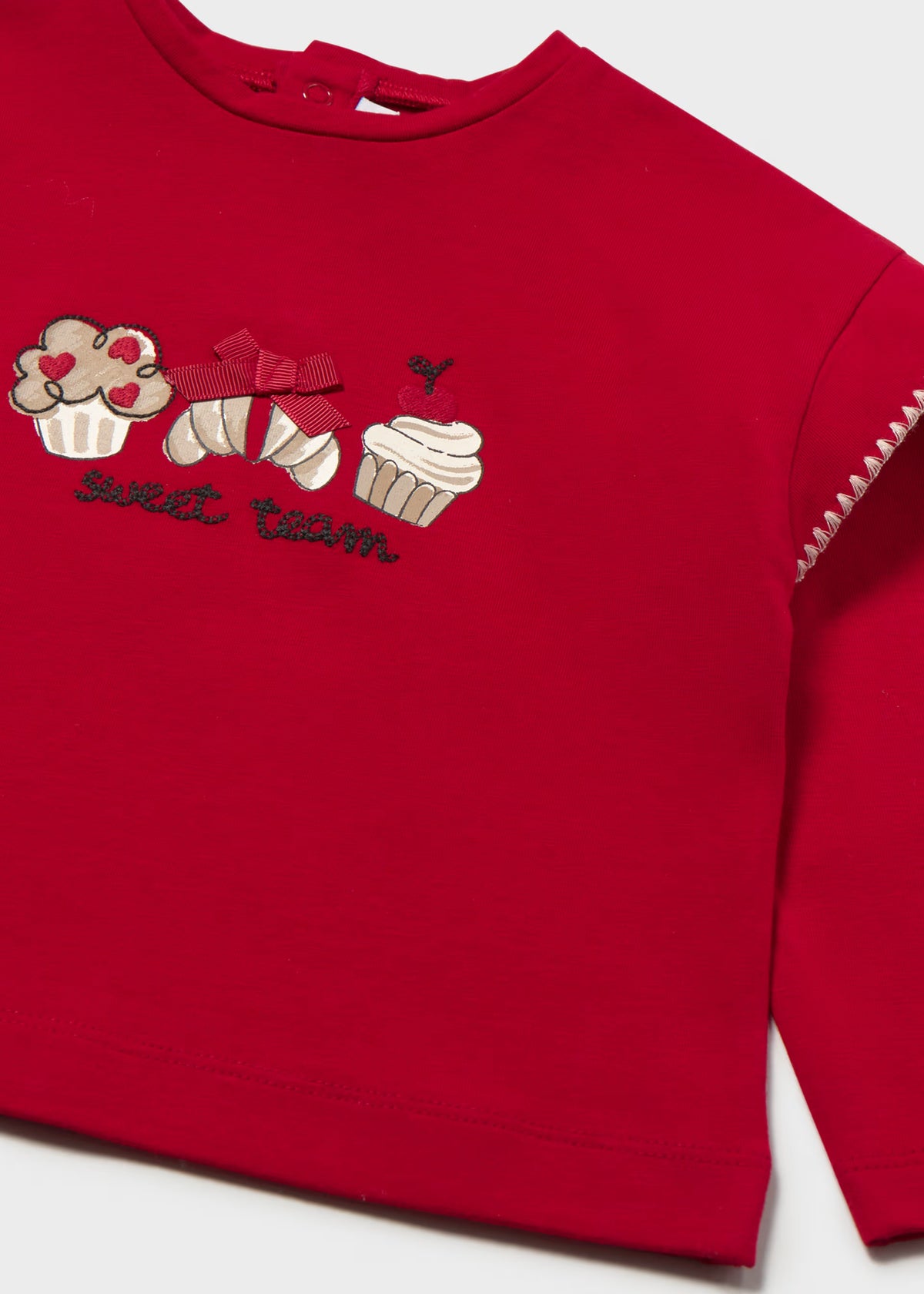 Conjunto blusa roja pantalón felpa bebé niña