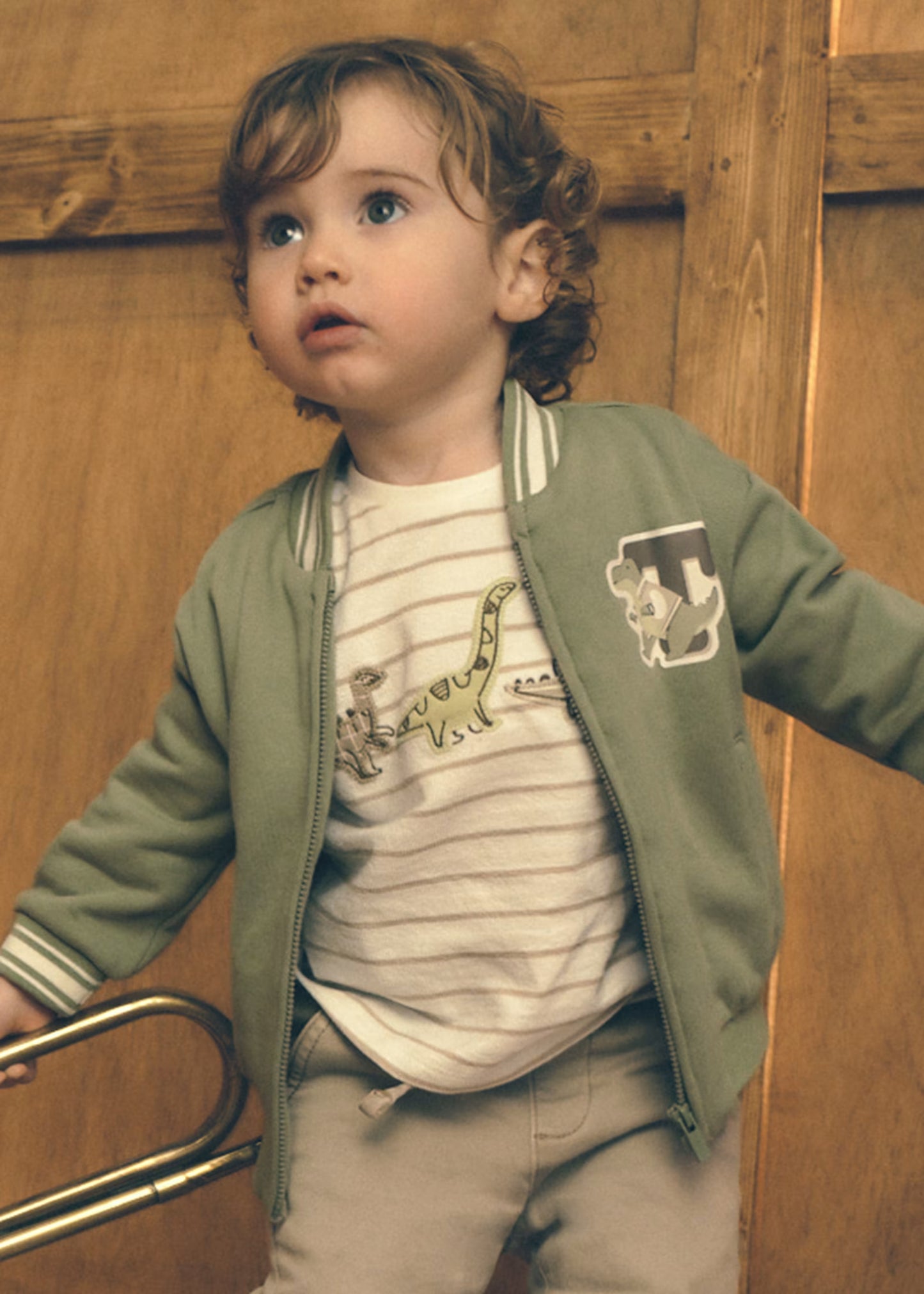 Playera manga larga bordada dinosaurios bebé niño
