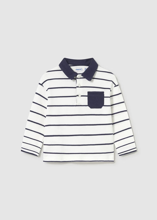 Polo contraste rayas azules bebé niño
