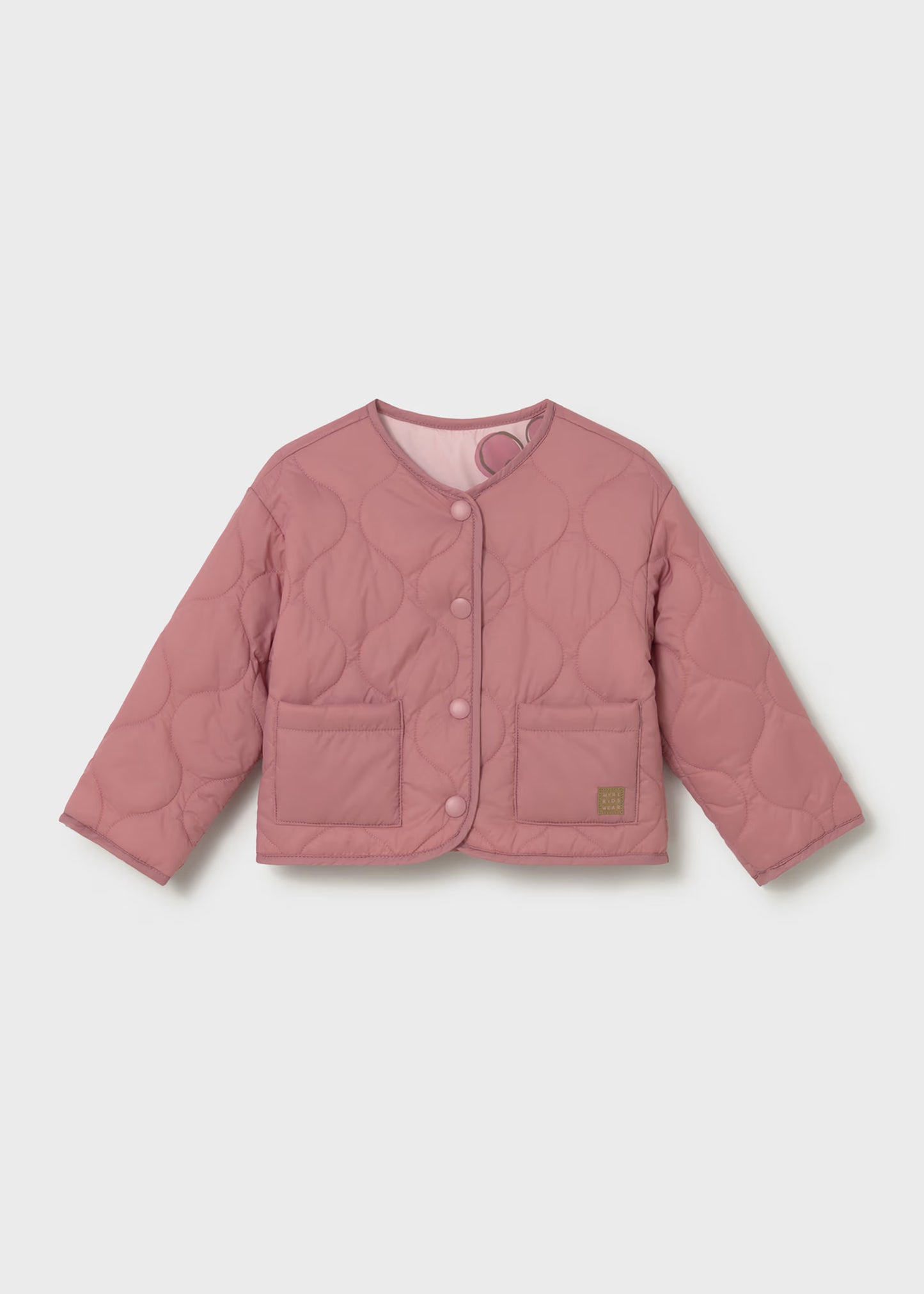 Impermeable acolchado rosa reversible bebé niña
