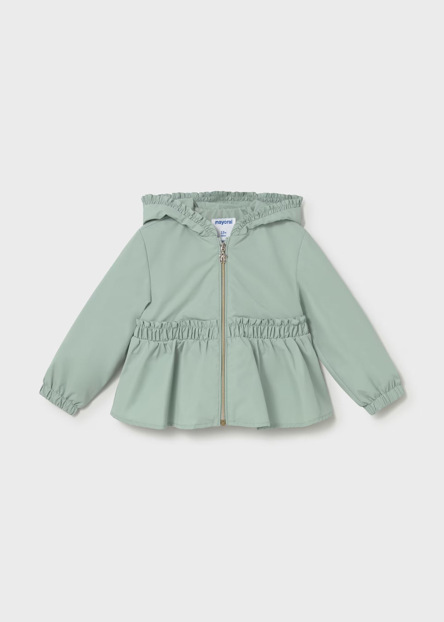 Rompevientos capucha verde lago bebé niña