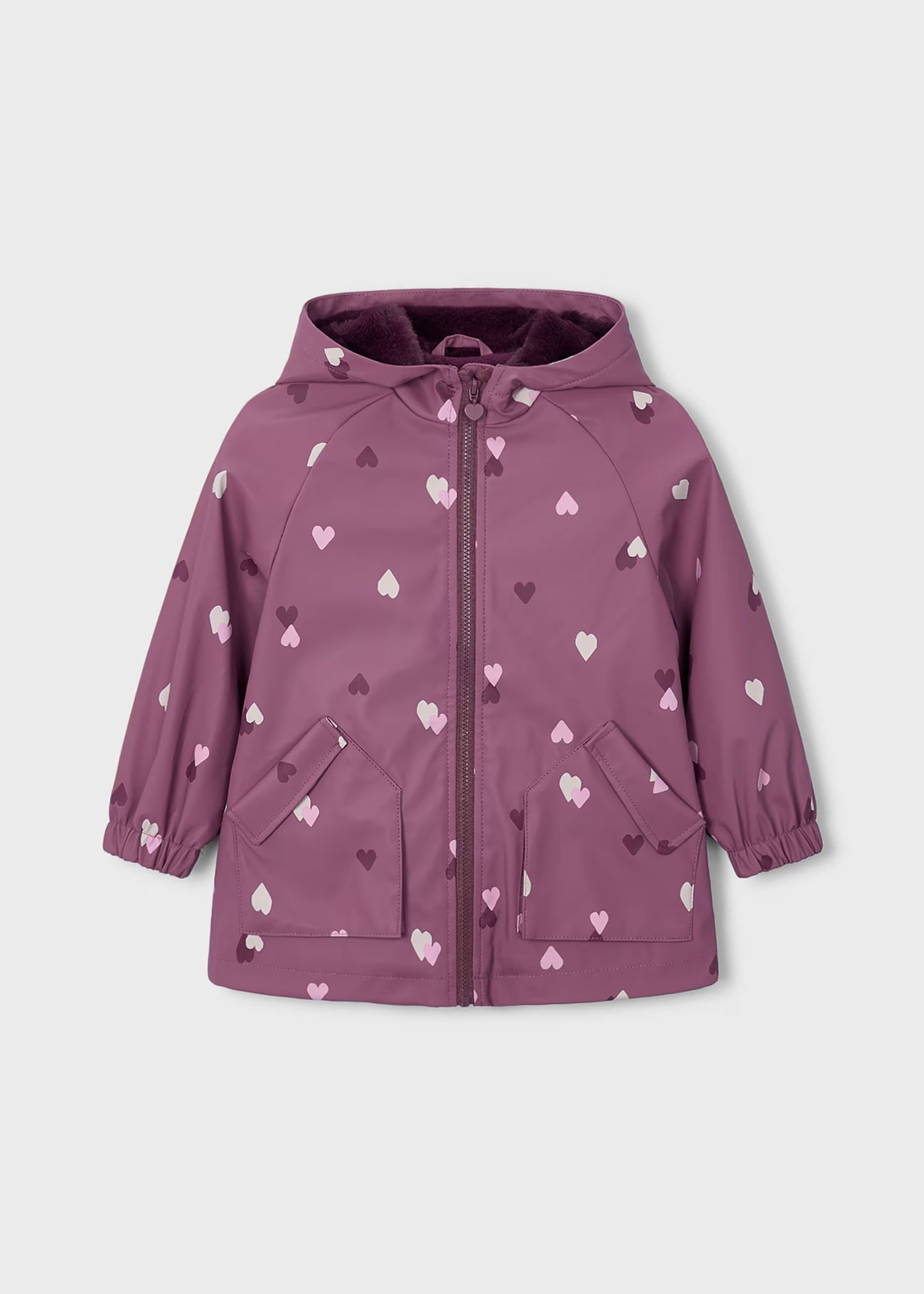 Impermeable afelpado corazones mini niña