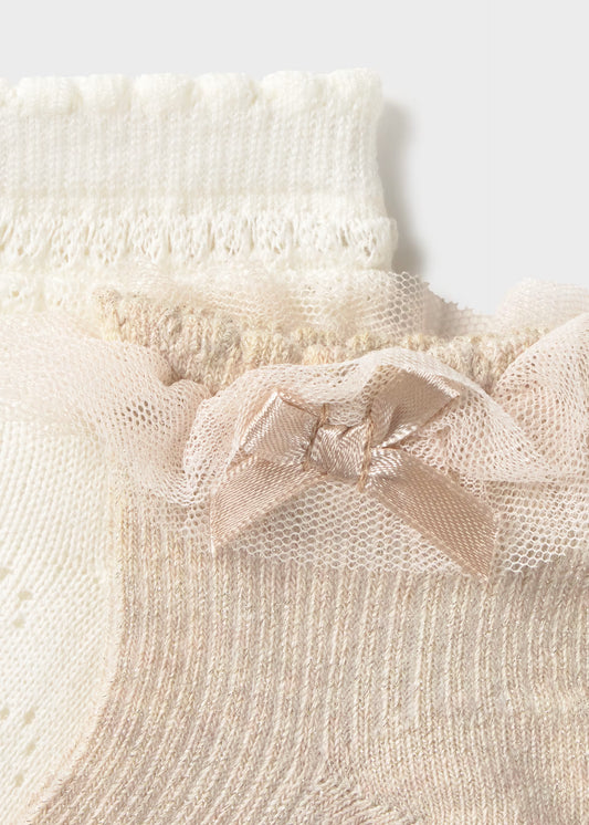 Set 2 calcetines beige bebé niña