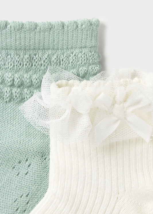 Set 2 calcetines verde lago bebé niña