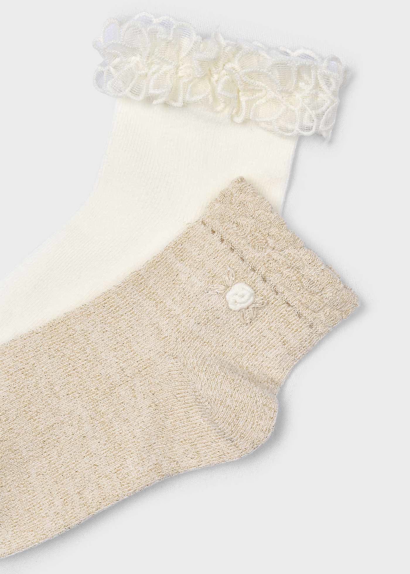 Set 2 calcetines champagne para mini niña