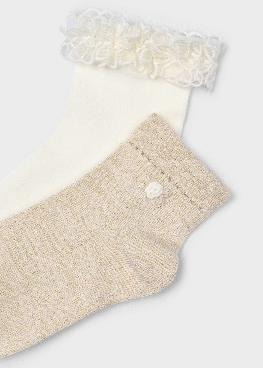 Set 2 calcetines champagne para mini niña