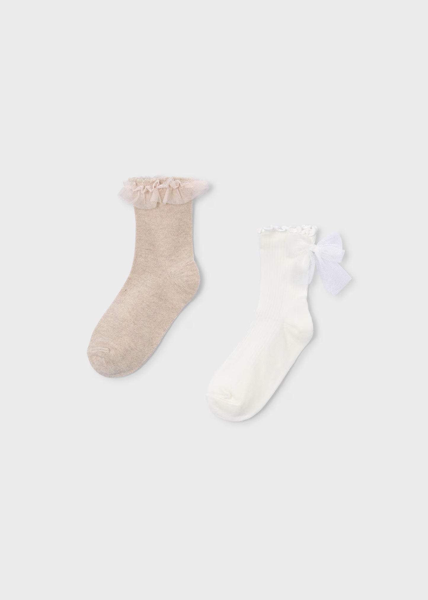 Set 2 calcetines avellana tul mini niña