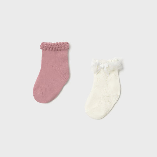 Set 2 calcetines vestir rosa para bebé niña