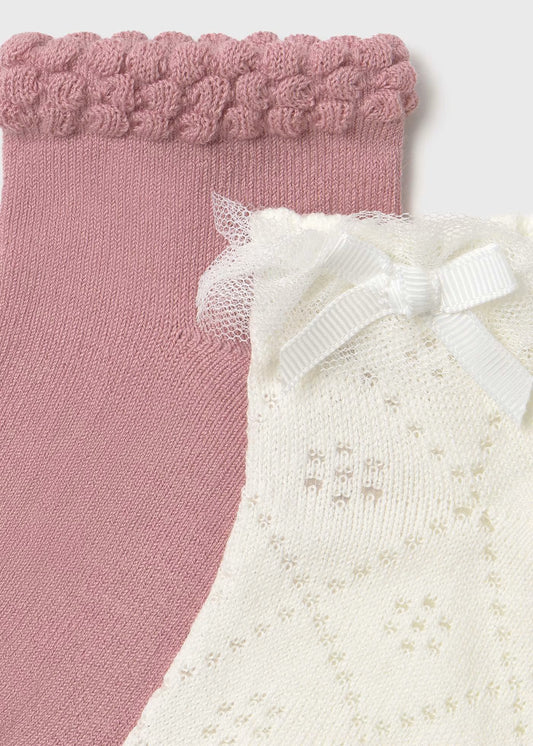 Set 2 calcetines vestir rosa para bebé niña