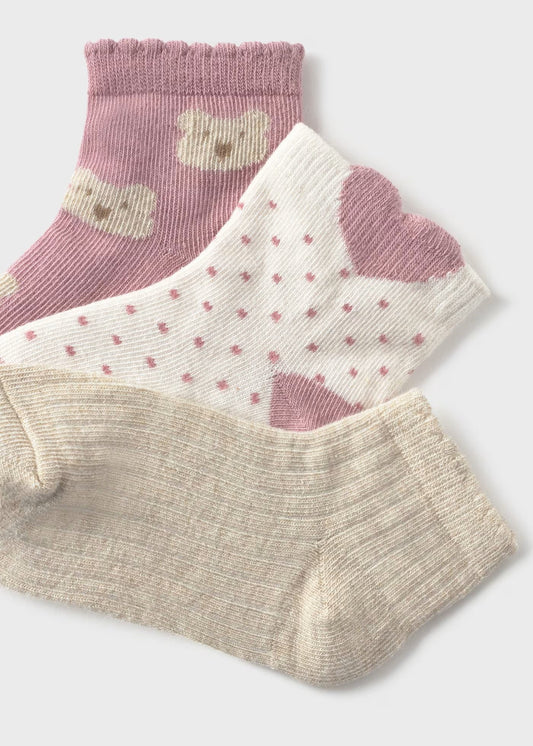 Set 3 calcetines rosas bebé niña