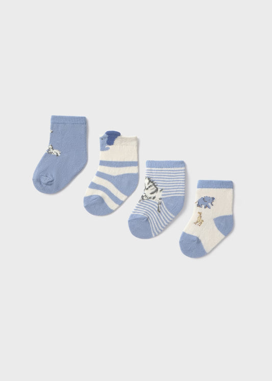Set 4 calcetines azules recién nacido