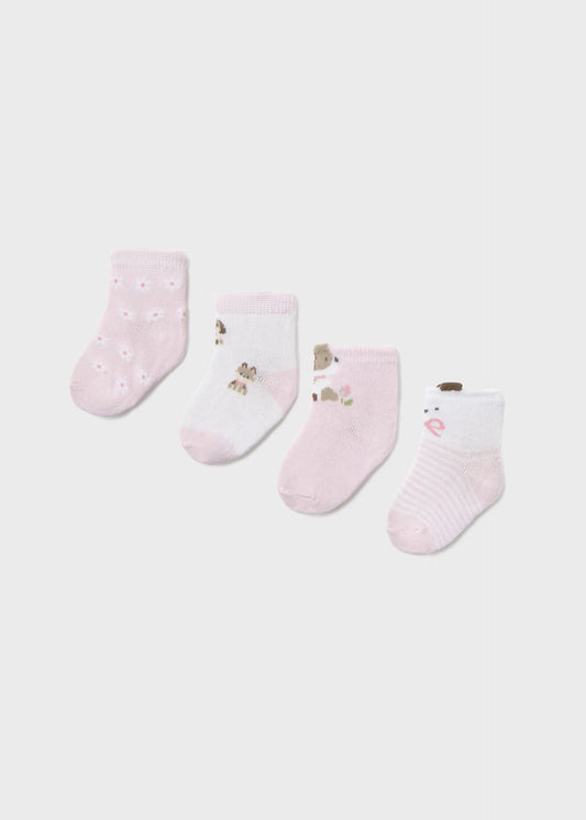 Set 4 calcetines rosas recién nacida