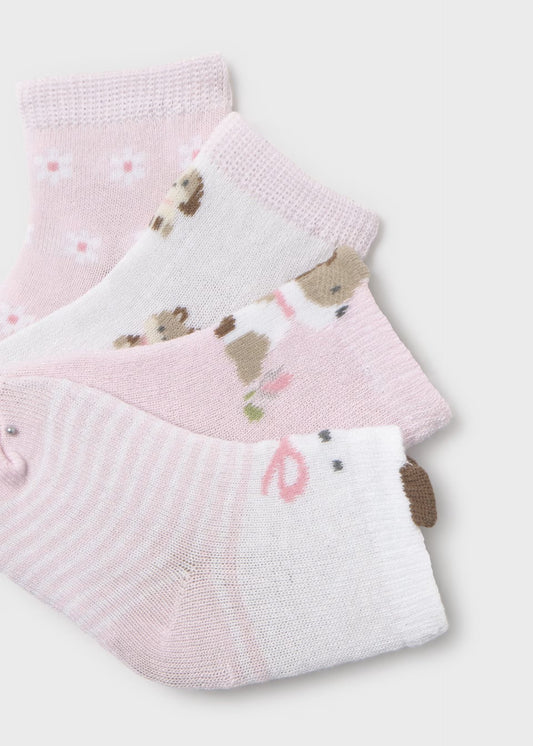Set 4 calcetines rosas recién nacida