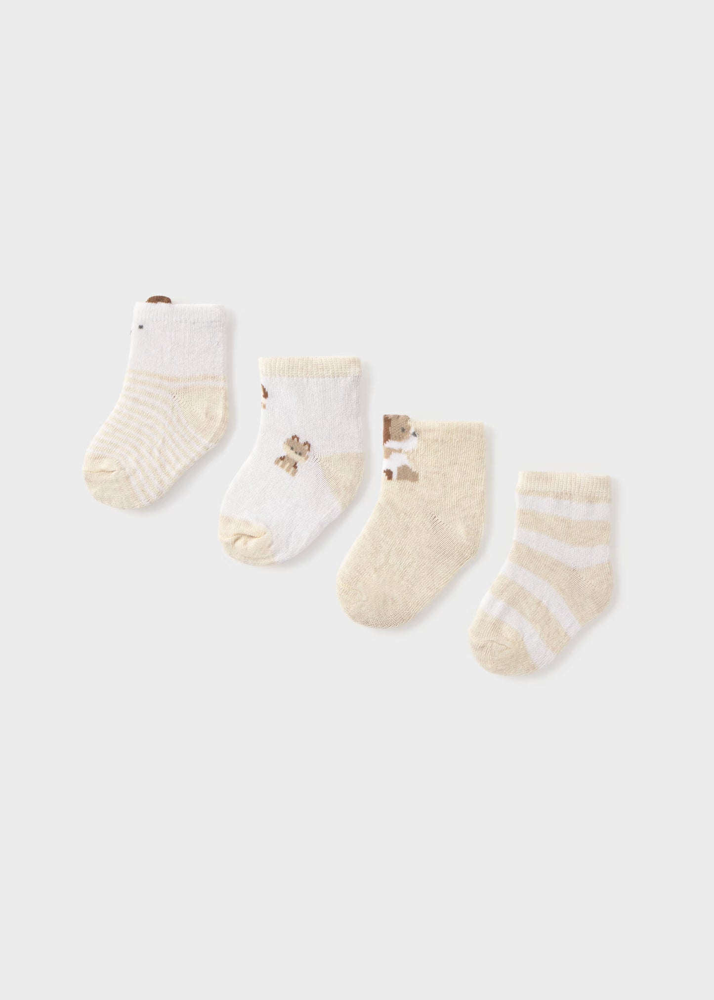 Set 4 calcetines beige recién nacid@